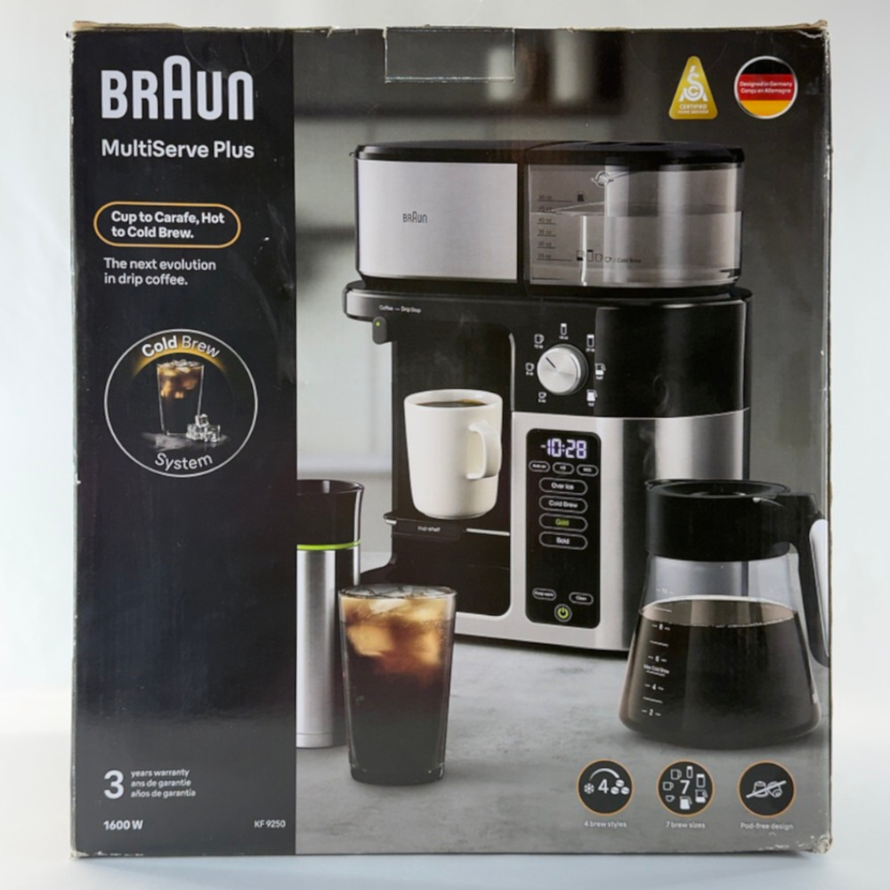 Braun MultiServe Plus 10-Cup Pod-Free Drip Coffee Maker KF 9250BK Hot Cold New